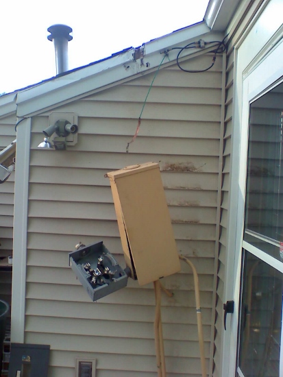 Damaged Electrical Service Ripped off the Wall